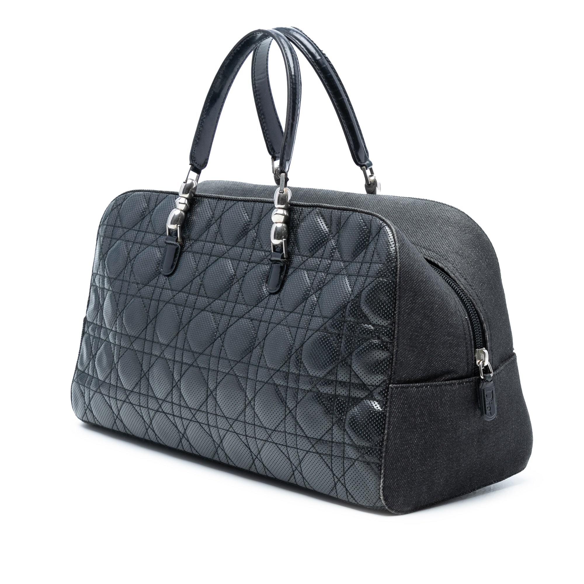 Perforated Lambskin Cannage and Denim Malice Handbag