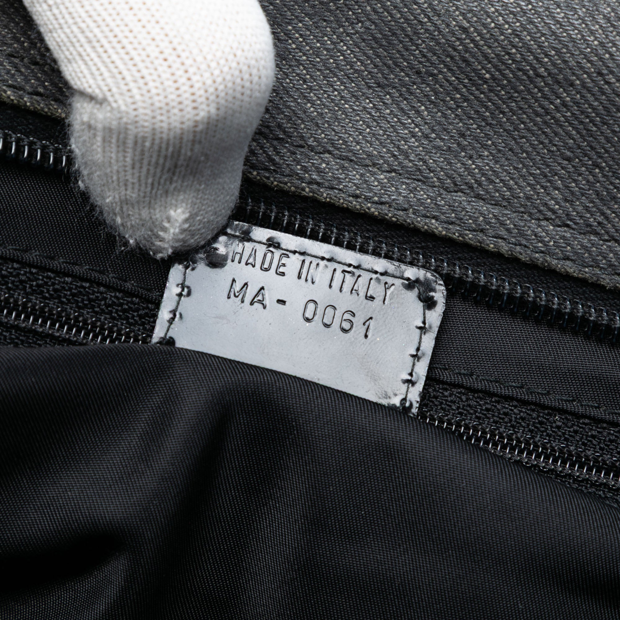 Perforated Lambskin Cannage and Denim Malice Handbag