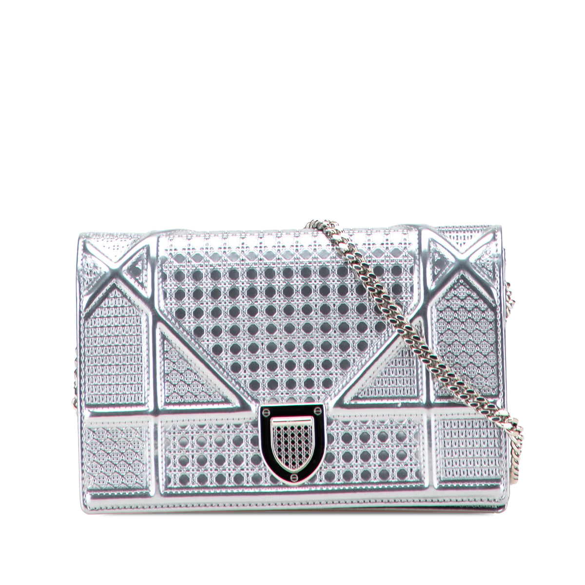 Metallic Patent Microcannage Diorama Wallet on Chain