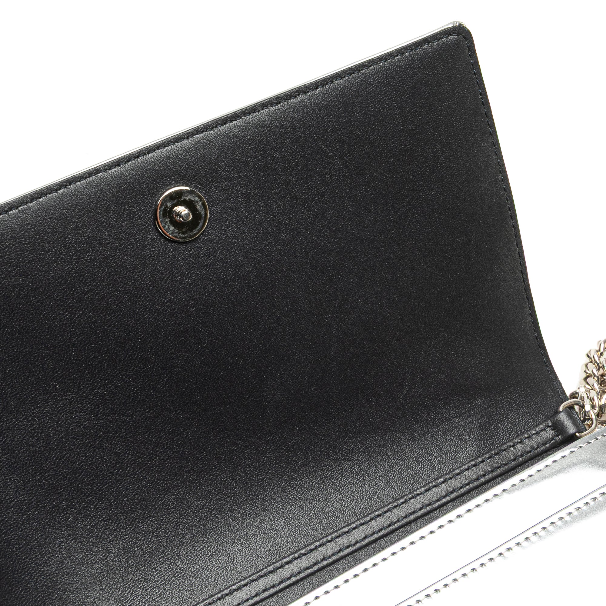 Metallic Patent Microcannage Diorama Wallet on Chain
