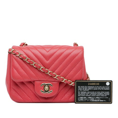 Mini Square Classic Chevron Lambskin Flap