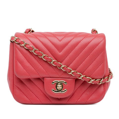 Mini Square Classic Chevron Lambskin Flap