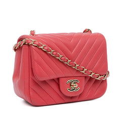 Mini Square Classic Chevron Lambskin Flap