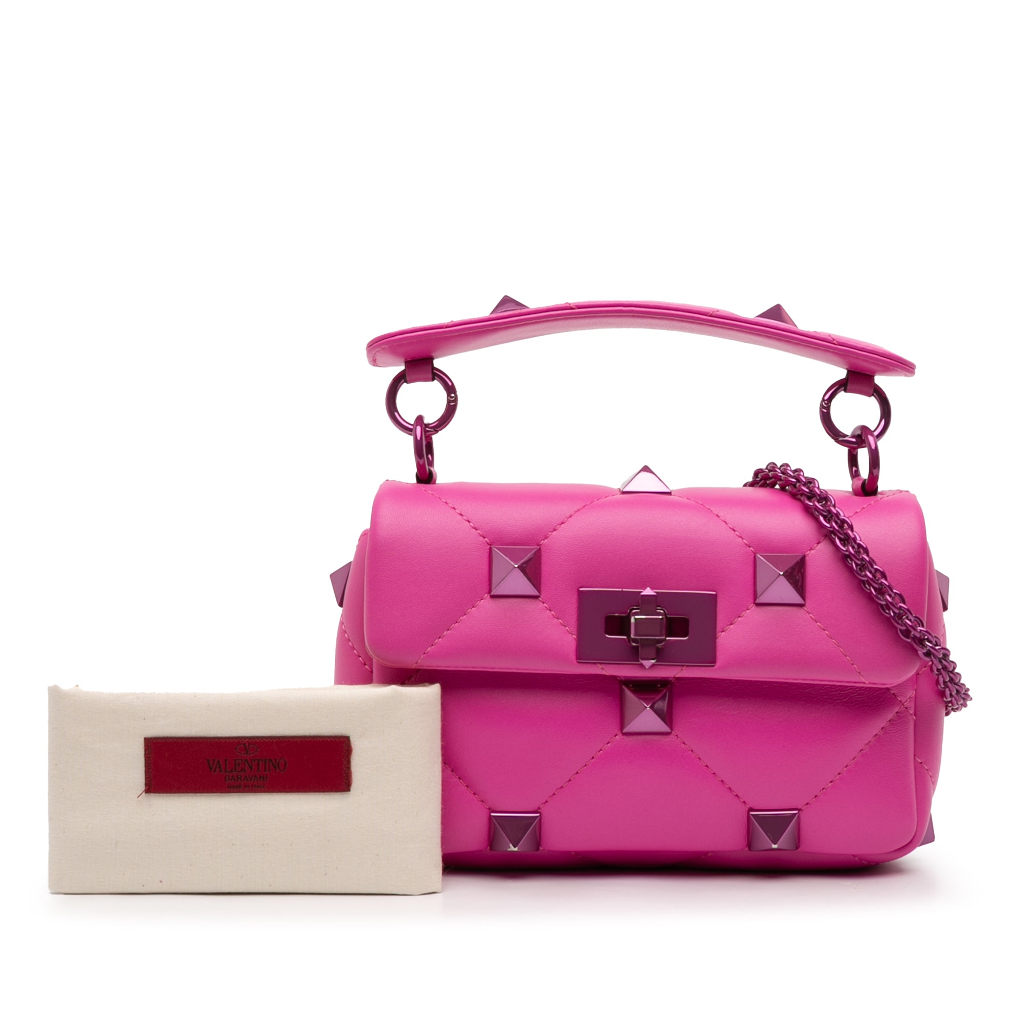 Small Nappa Lacquer Monochrome Roman Stud Satchel