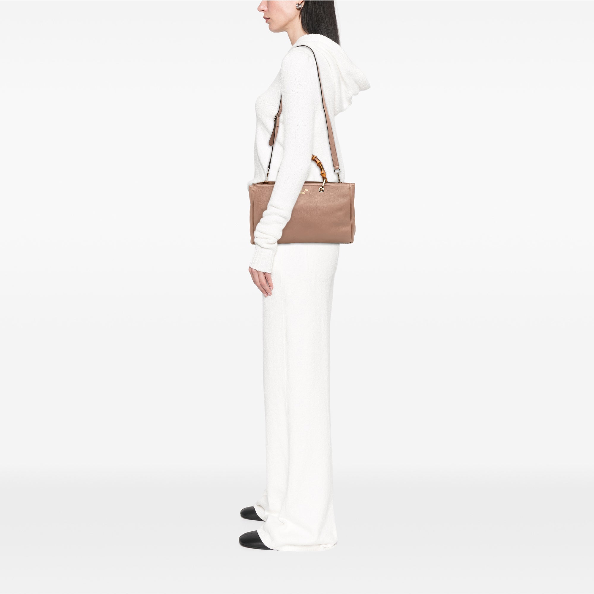 Medium Calfskin Bamboo Shopper Satchel