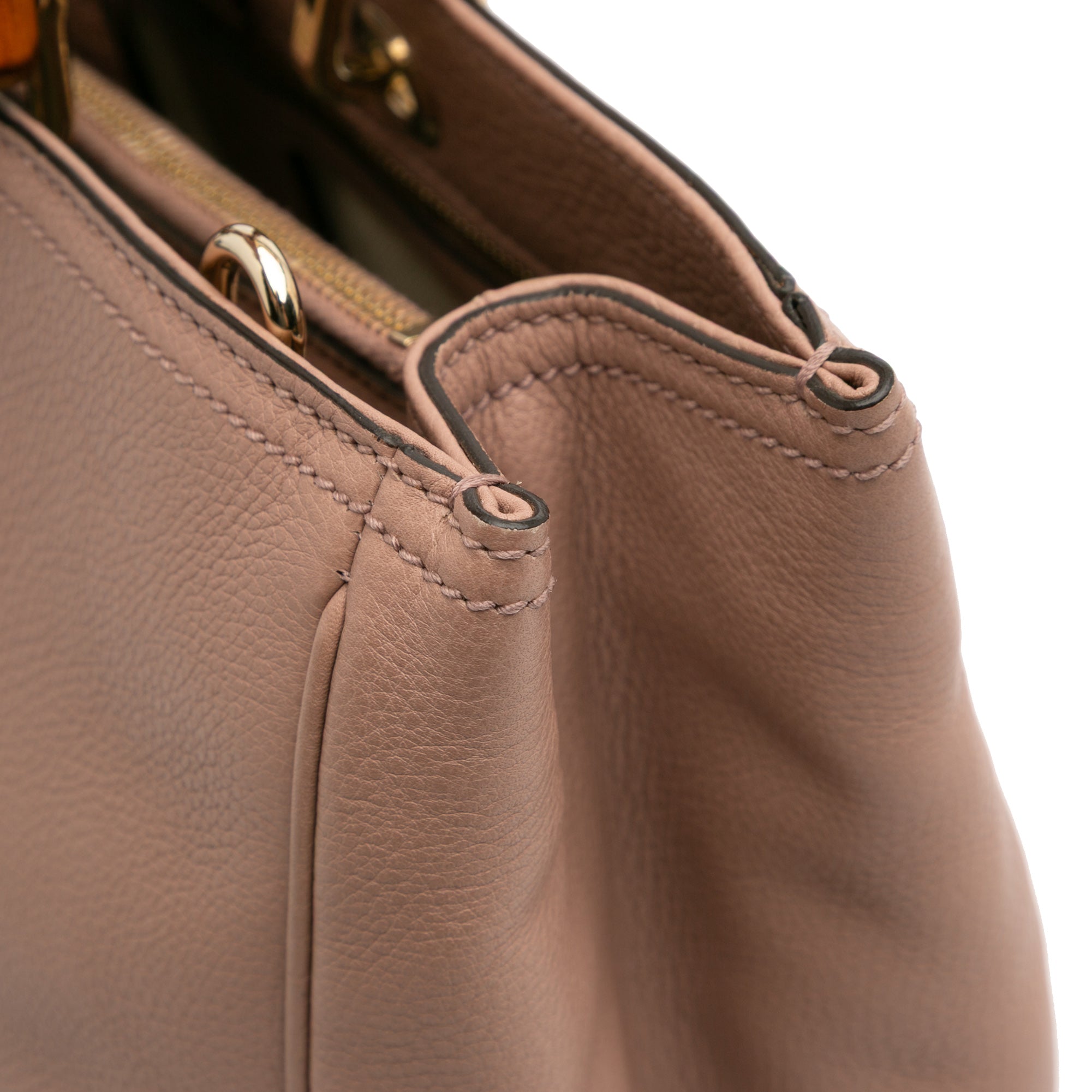 Medium Calfskin Bamboo Shopper Satchel