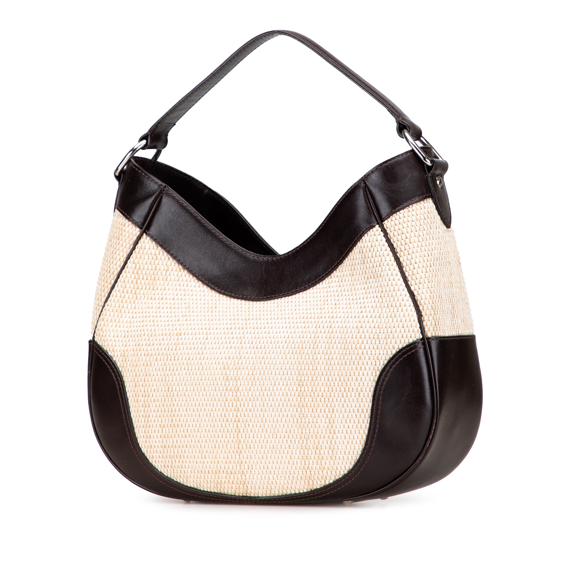 Straw and Leather Shoulder Bag