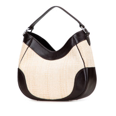 Straw and Leather Shoulder Bag