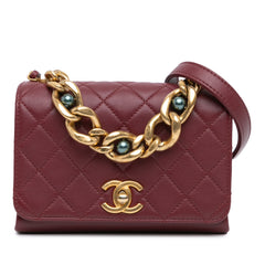 Mini Quilted Lambskin Pearl Chain Flap