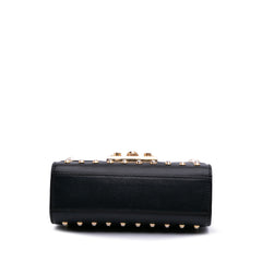Small Pearl Studded Leather Padlock Crossbody