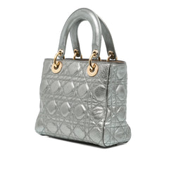 Small Metallic Calfskin Cannage Supple Lady Dior