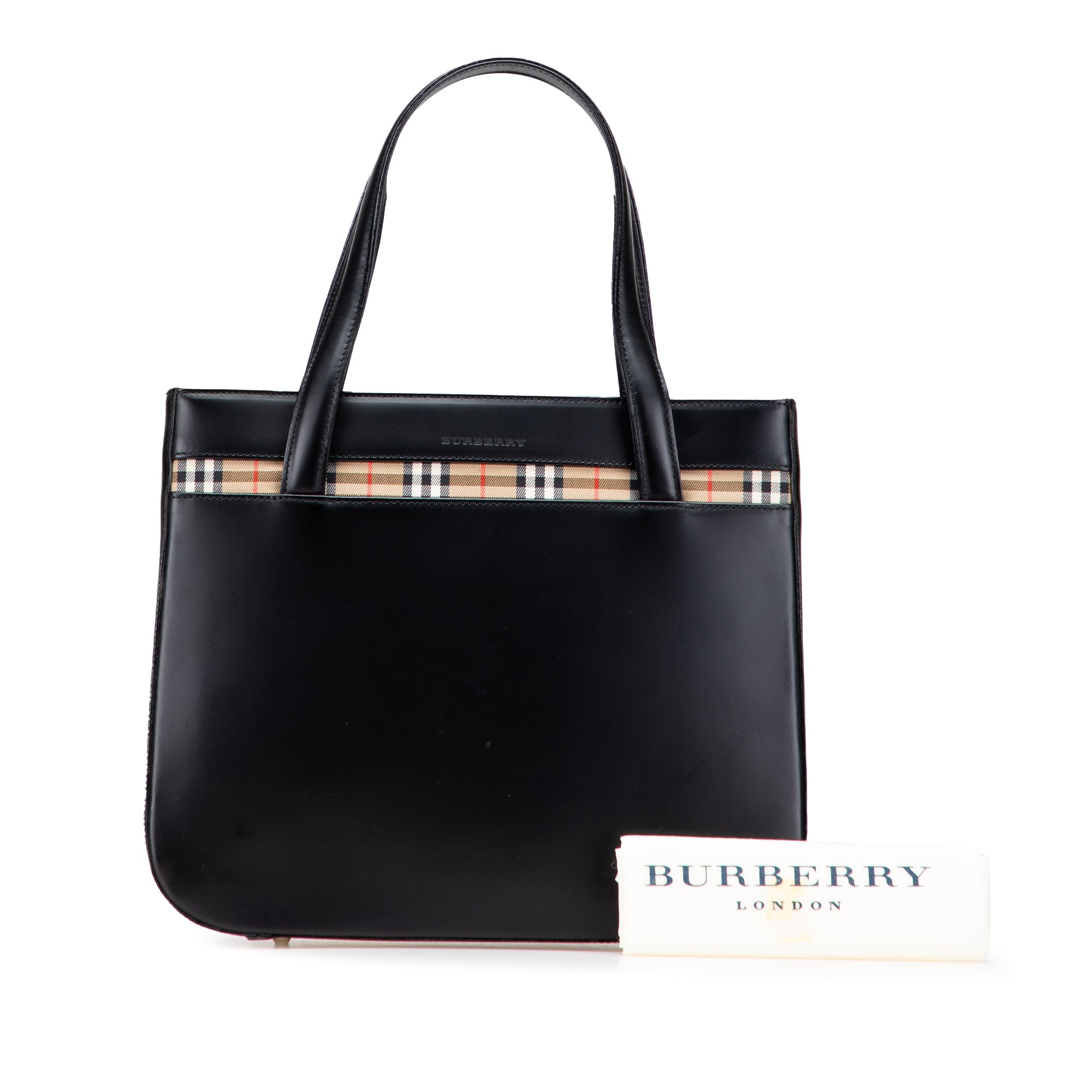House Check Trimmed Leather Handbag