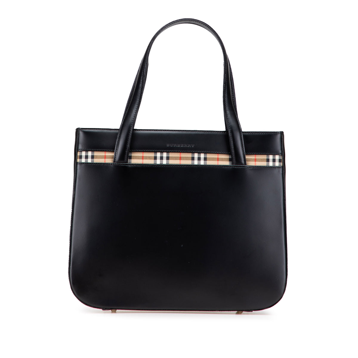 House Check Trimmed Leather Handbag