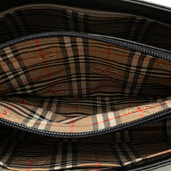 House Check Trimmed Leather Handbag