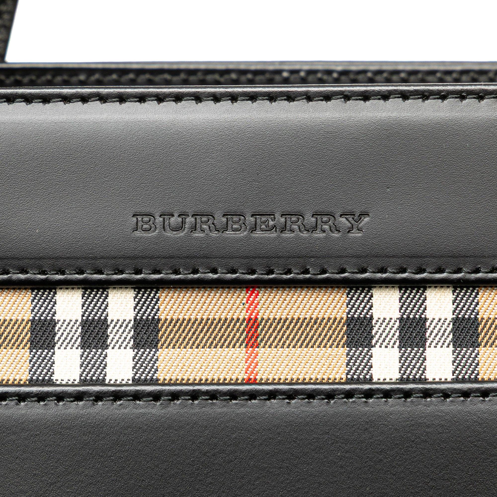 House Check Trimmed Leather Handbag