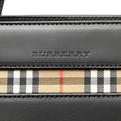 House Check Trimmed Leather Handbag