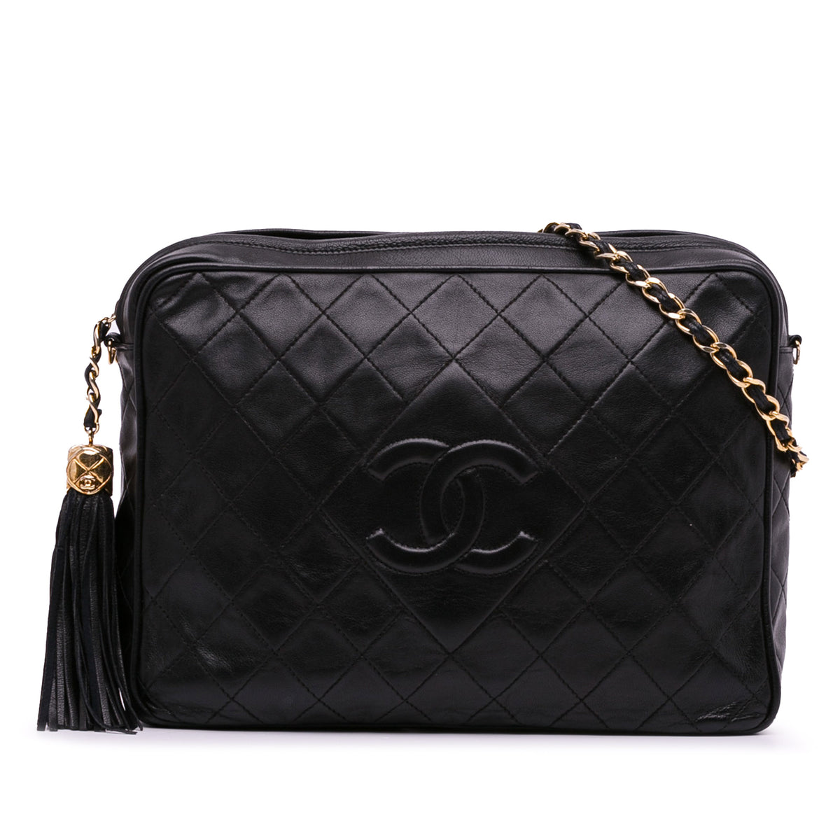 CC Quilted Lambskin Diamond Tassel Camera Bag_0