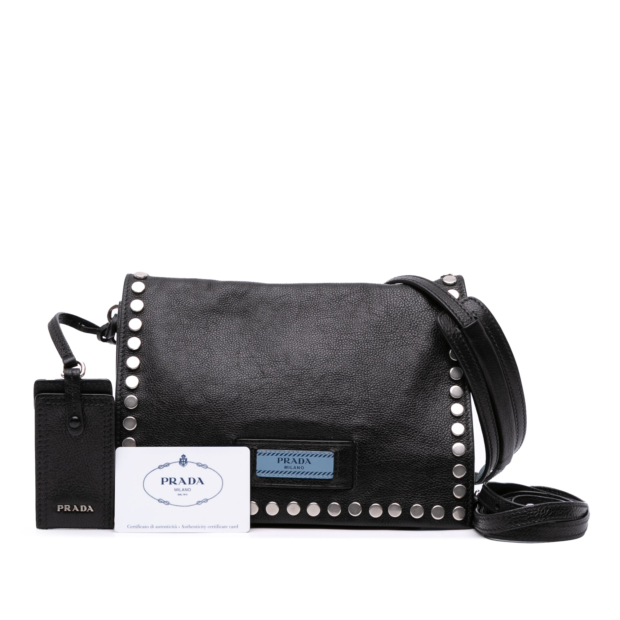 Glace Calfskin Studded Etiquette Flap