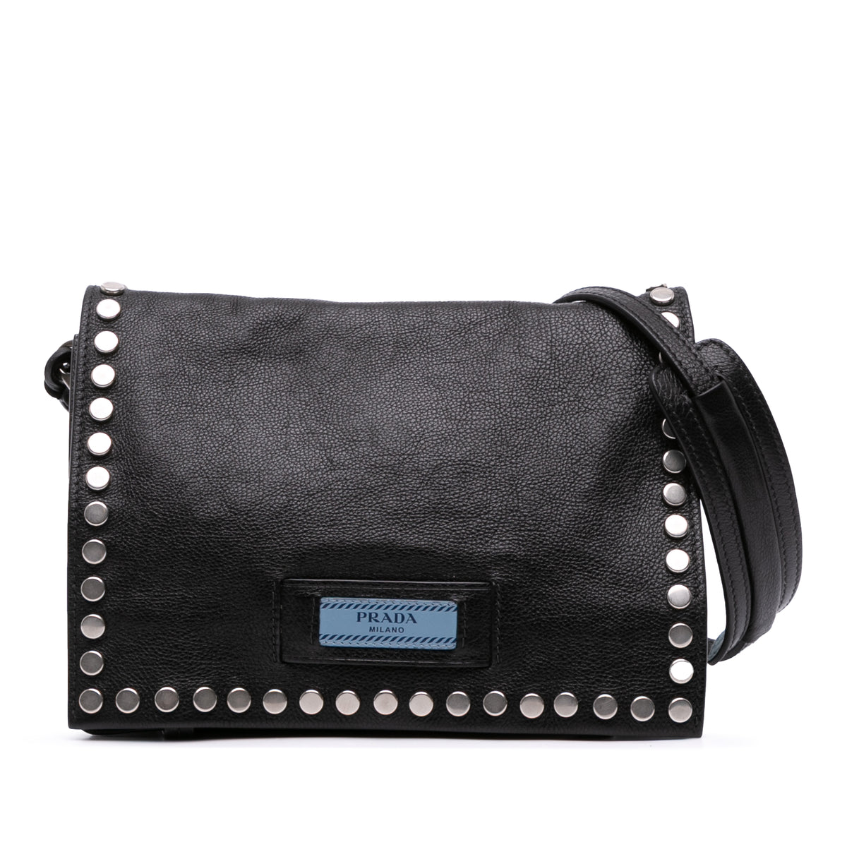 Glace Calfskin Studded Etiquette Flap
