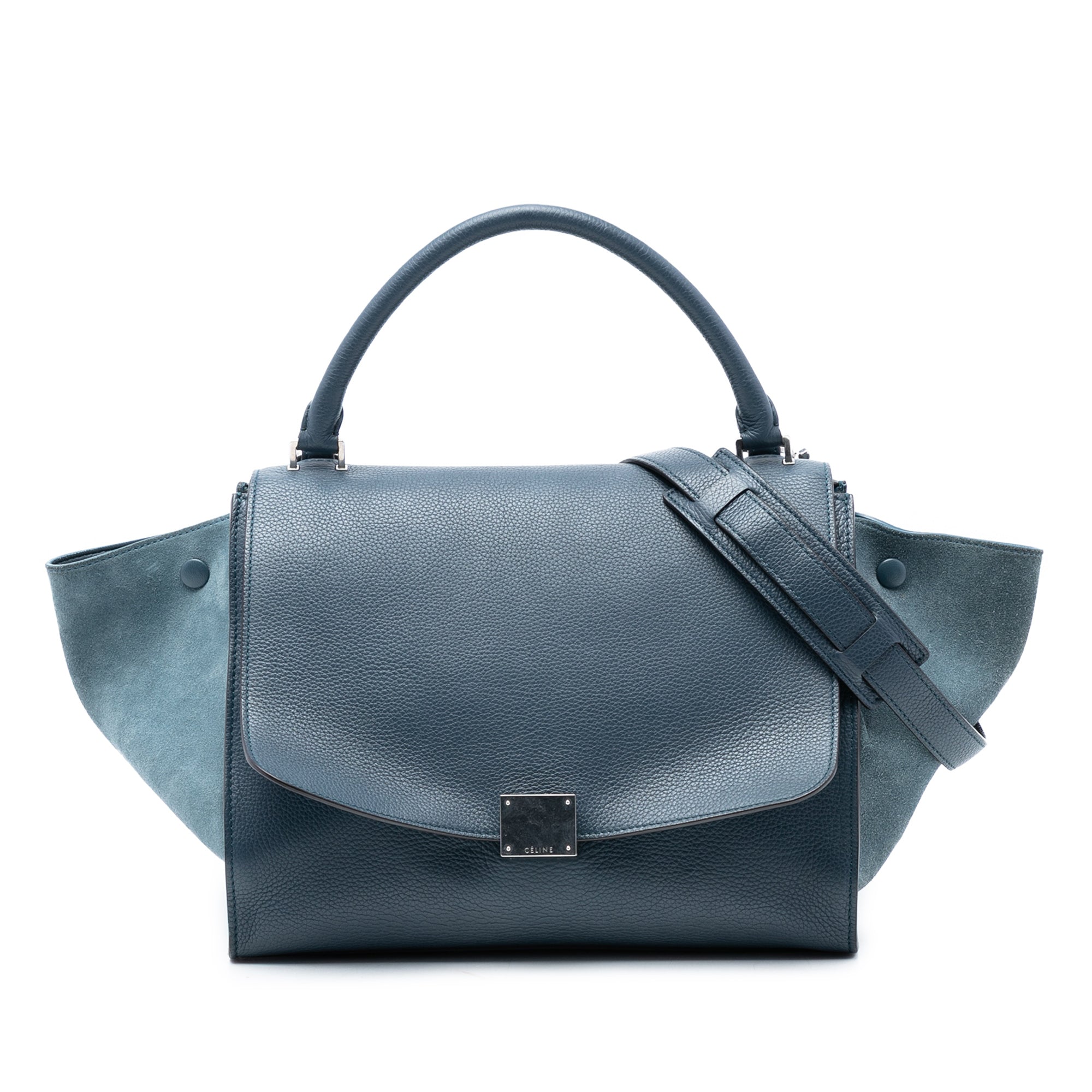 Medium Calfskin and Suede Trapeze Satchel