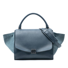 Medium Calfskin and Suede Trapeze Satchel