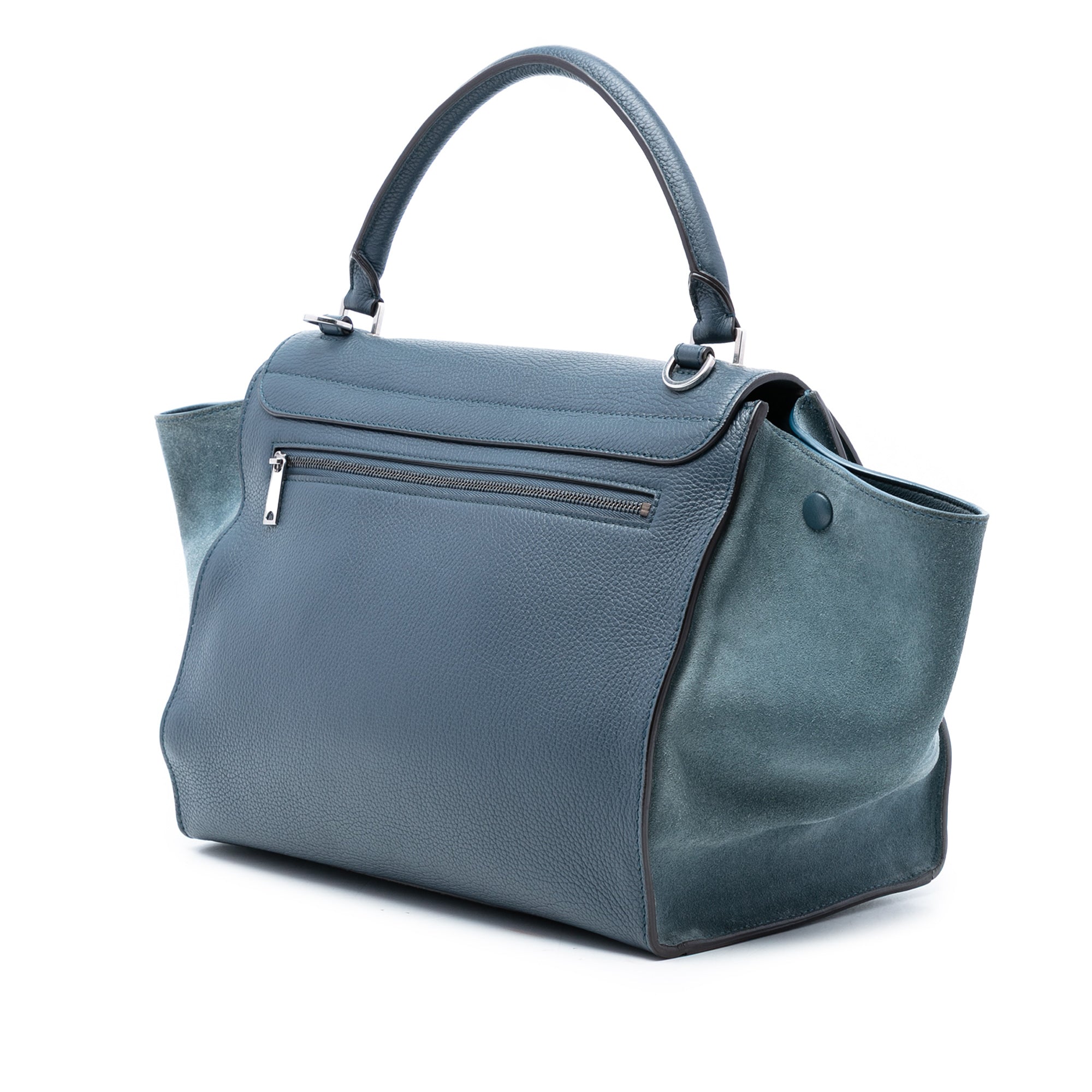 Medium Calfskin and Suede Trapeze Satchel