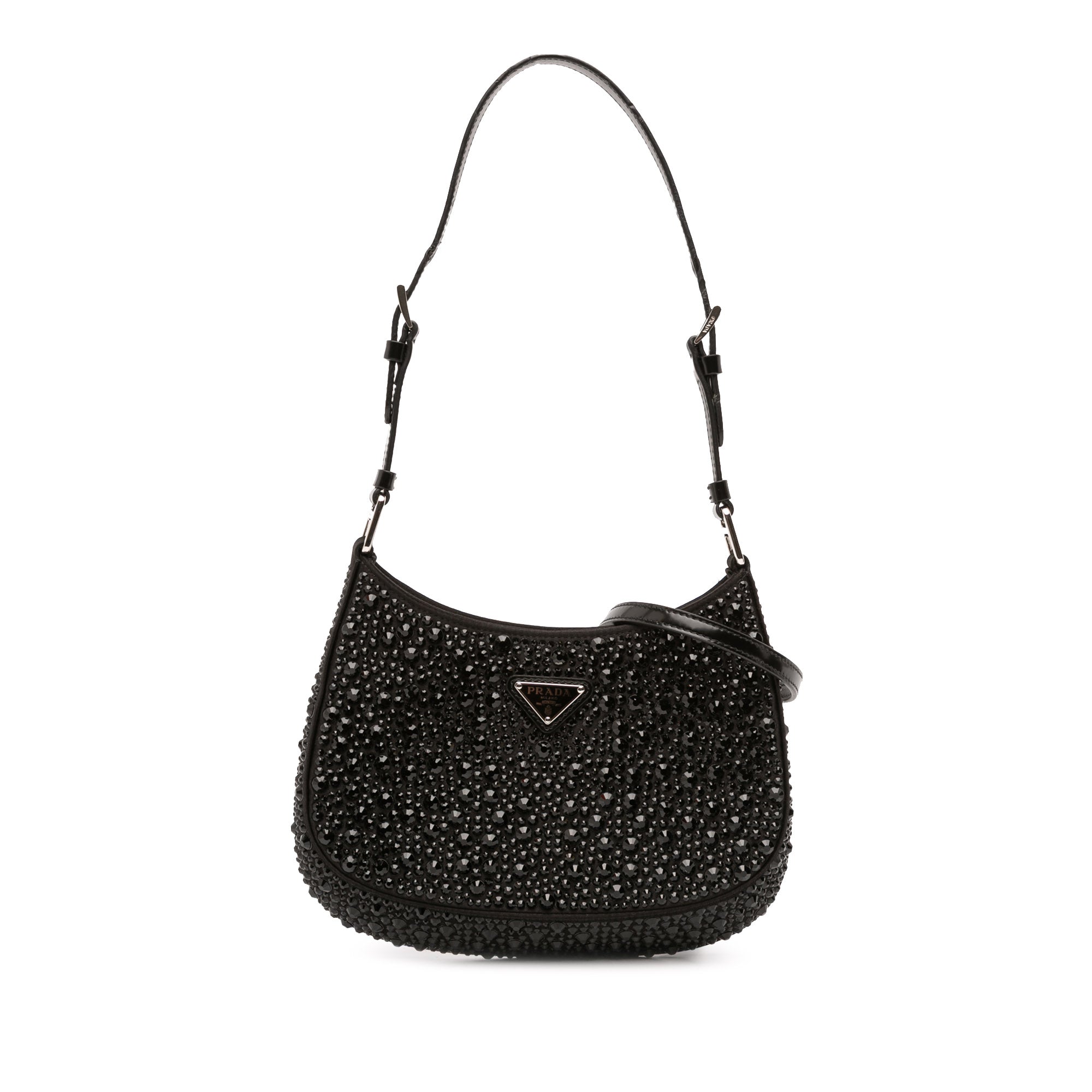 Crystal Embellished Satin Cleo Shoulder Bag
