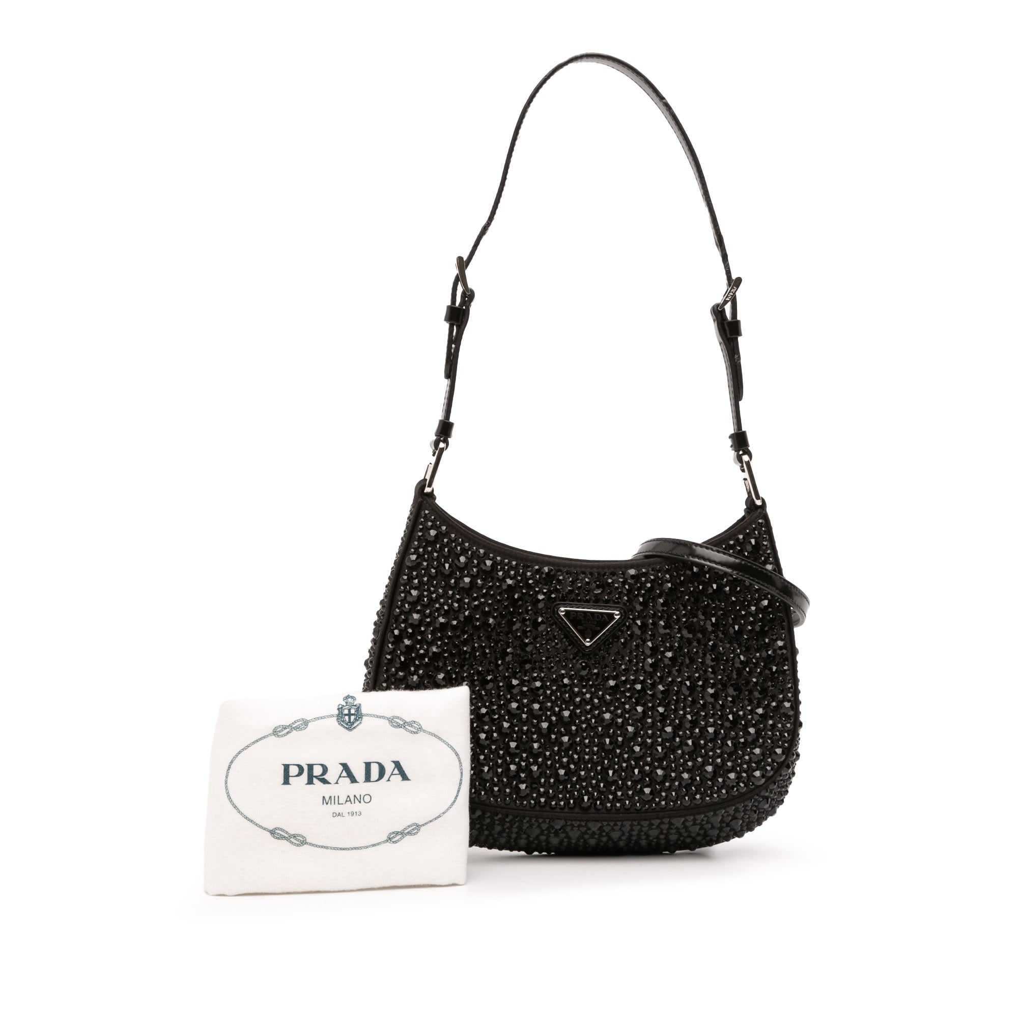 Crystal Embellished Satin Cleo Shoulder Bag