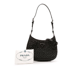 Crystal Embellished Satin Cleo Shoulder Bag