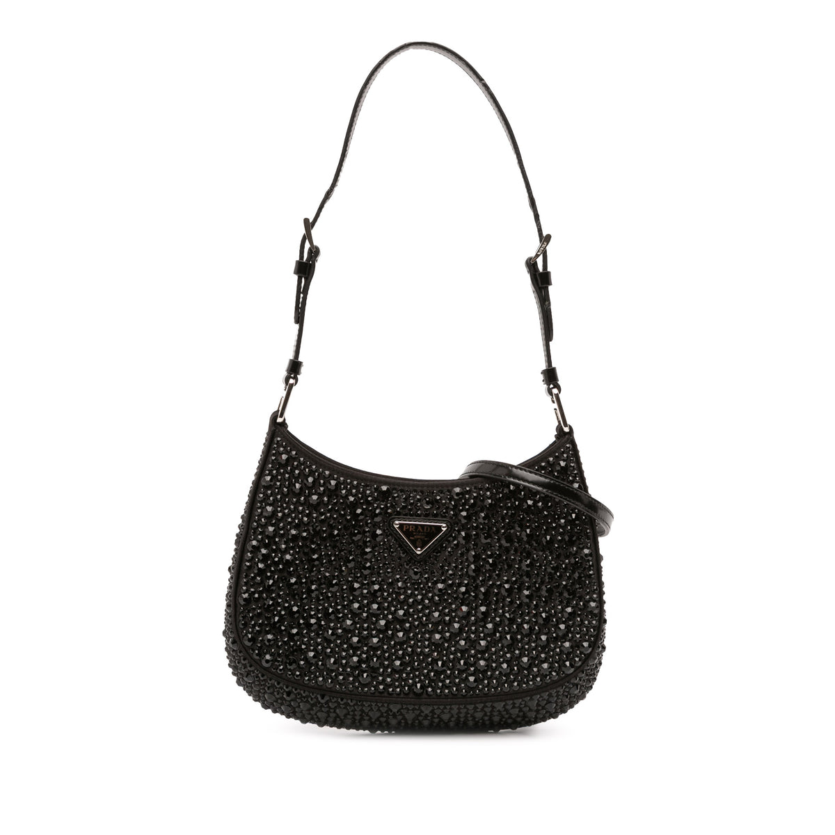 Crystal Embellished Satin Cleo Shoulder Bag