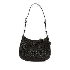 Crystal Embellished Satin Cleo Shoulder Bag