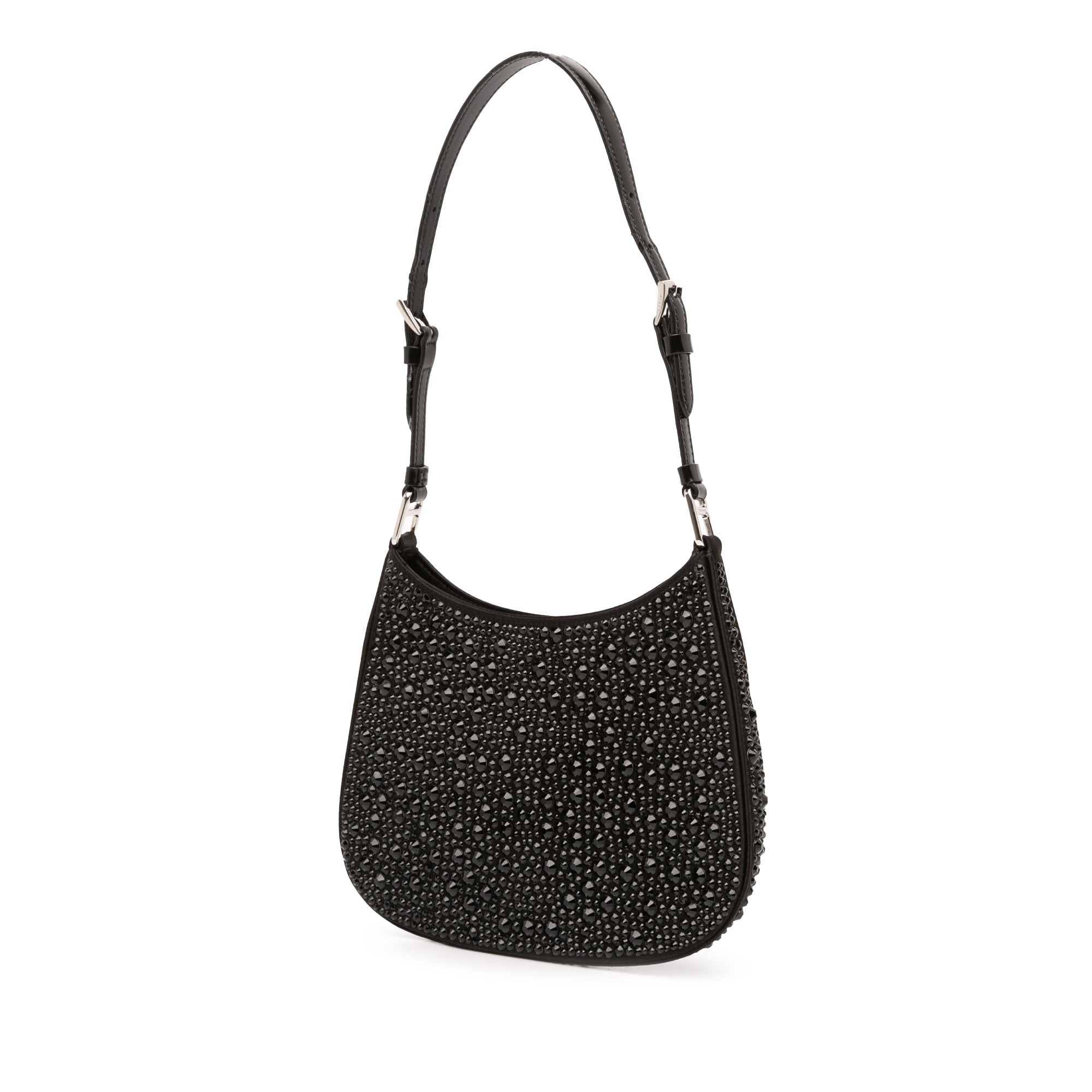 Crystal Embellished Satin Cleo Shoulder Bag