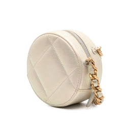 Iridescent Lambskin 19 Round Clutch with Chain