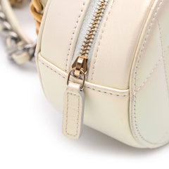 Iridescent Lambskin 19 Round Clutch with Chain