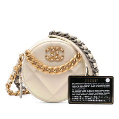 Iridescent Lambskin 19 Round Clutch with Chain