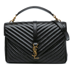 Large Calfskin Monogram Chevron College Satchel