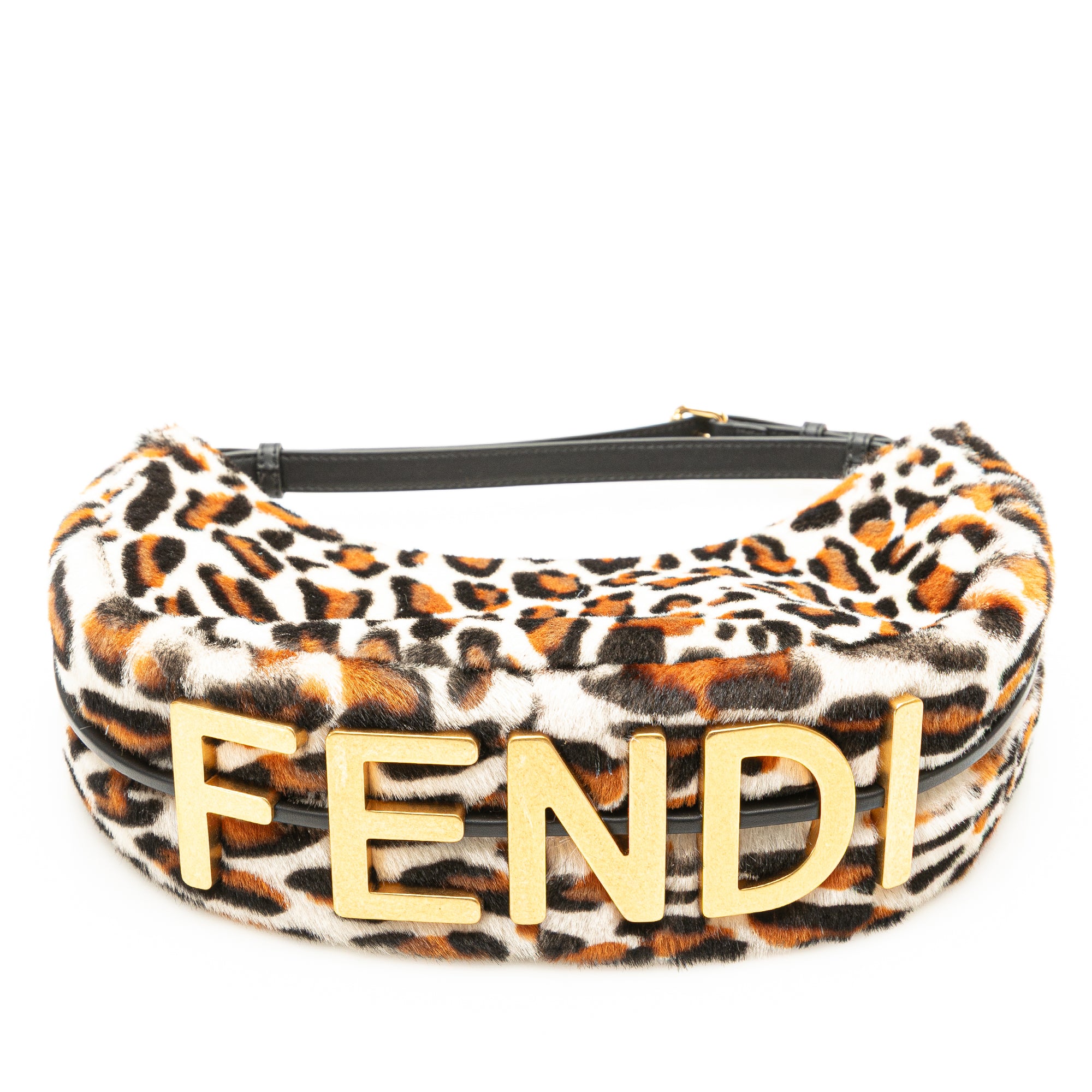 Small Leopard Print Pony Hair Fendigraphy Hobo