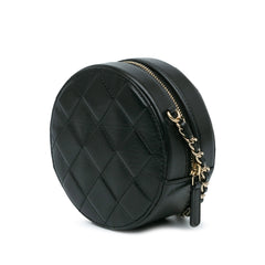 CC Quilted Lambskin Round Clutch with Chain