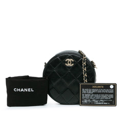 CC Quilted Lambskin Round Clutch with Chain