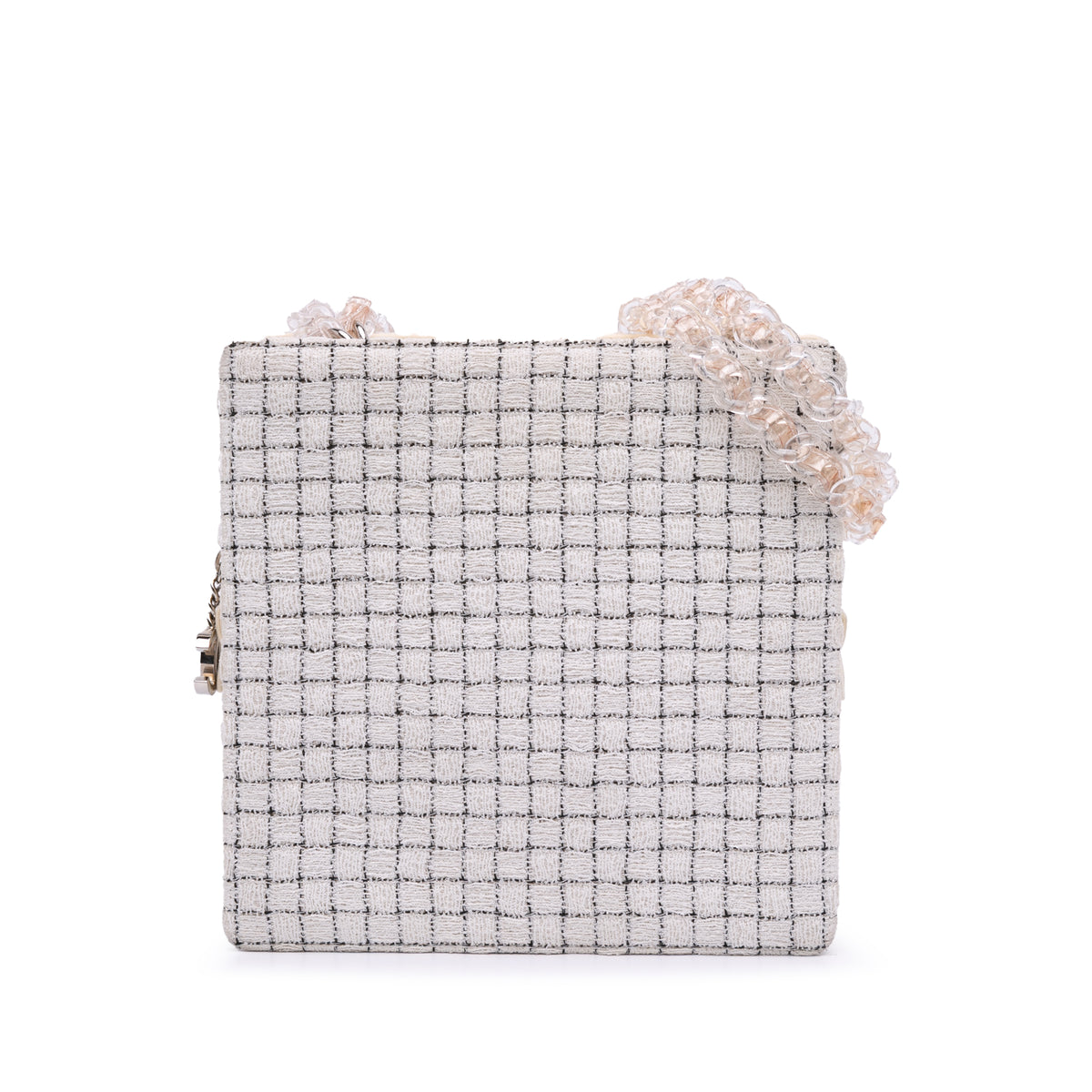 Small Tweed and Resin Zipped Shopping Bag