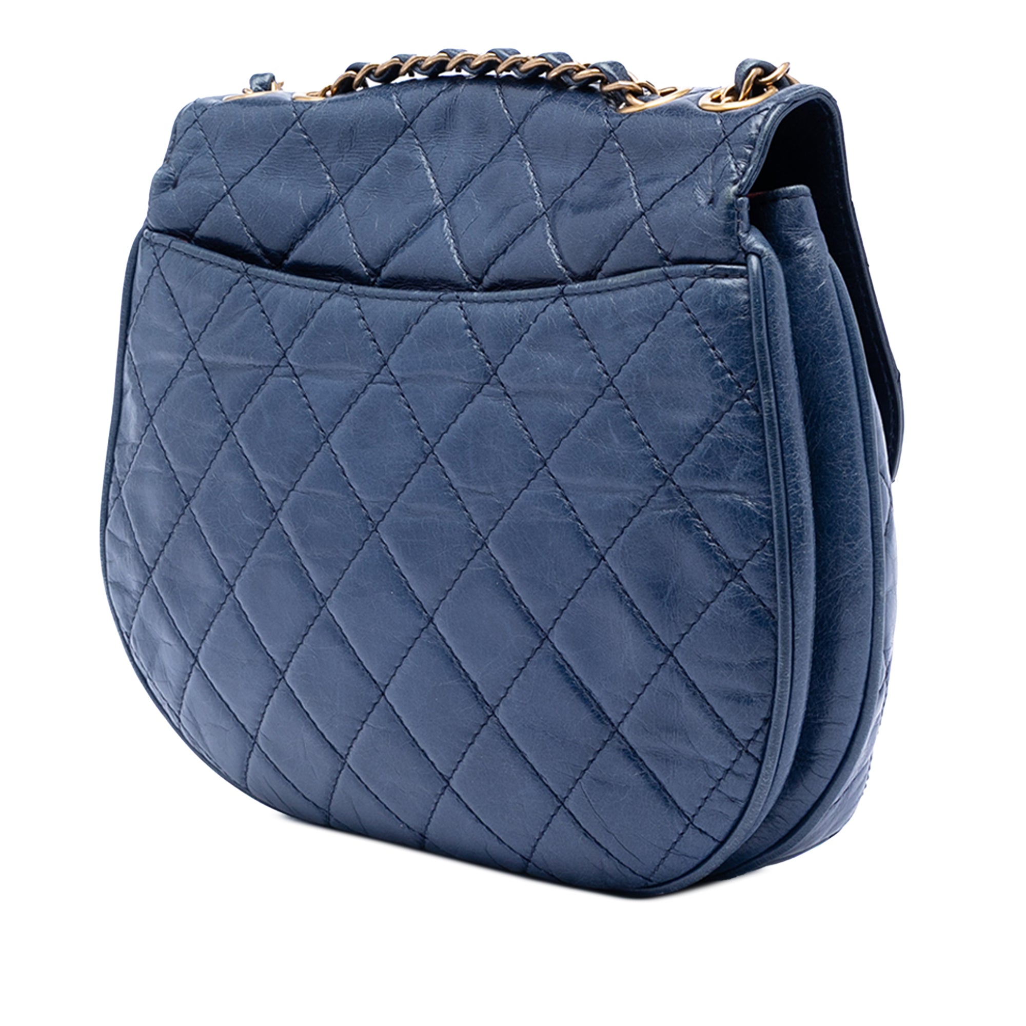 Medium Quilted Aged Calfskin Bubble CC Flap