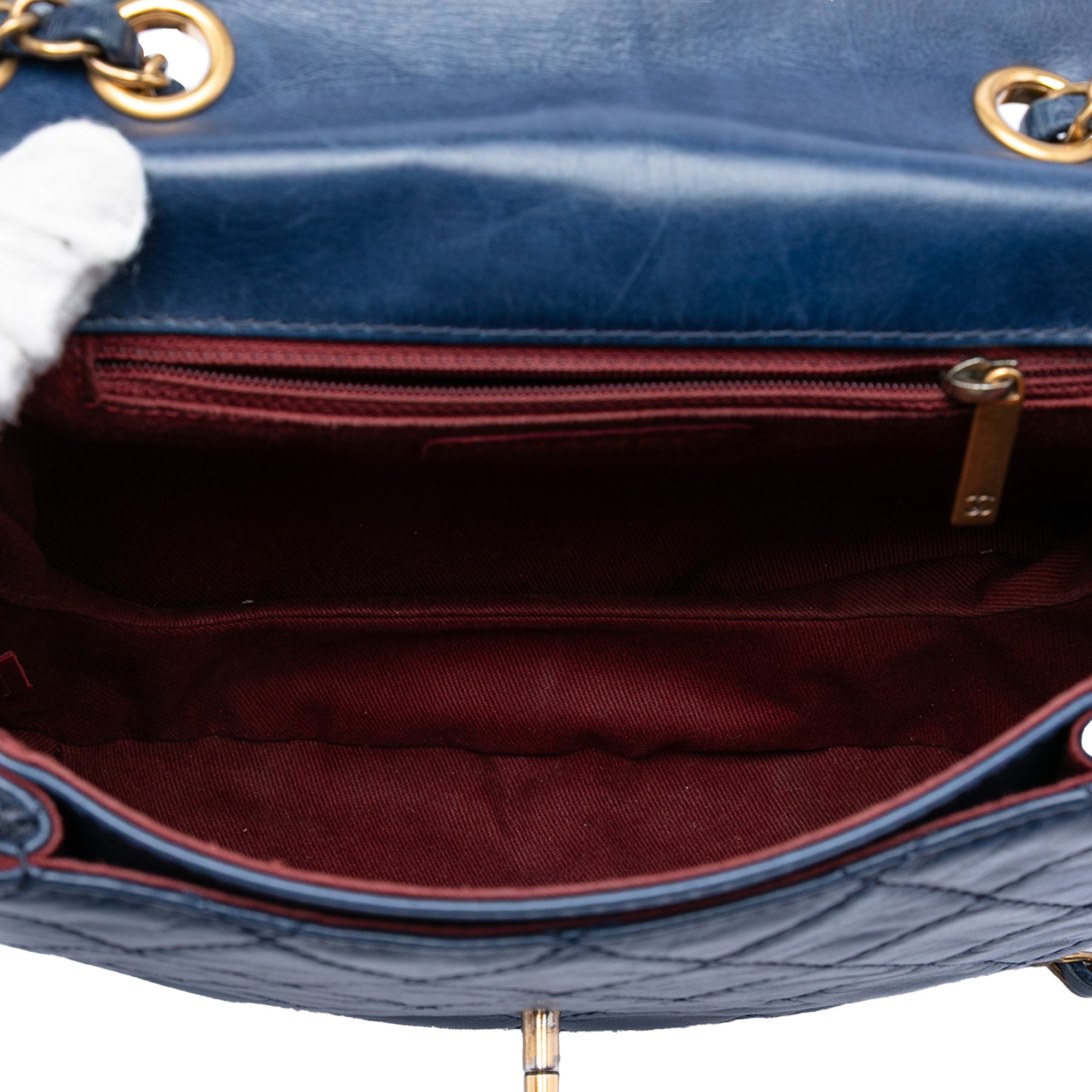 Medium Quilted Aged Calfskin Bubble CC Flap