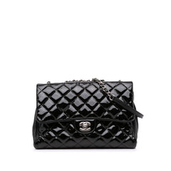 Large Quilted Patent Double Compartment Flap