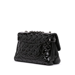 Large Quilted Patent Double Compartment Flap