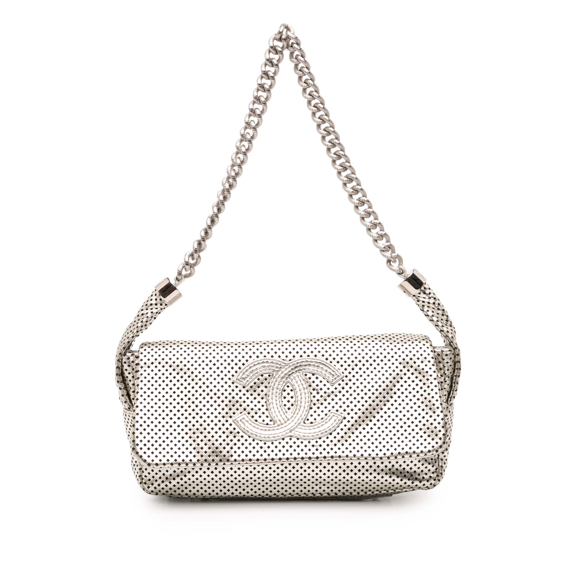 Metallic Glazed Calfskin Perforated Rodeo Drive Flap