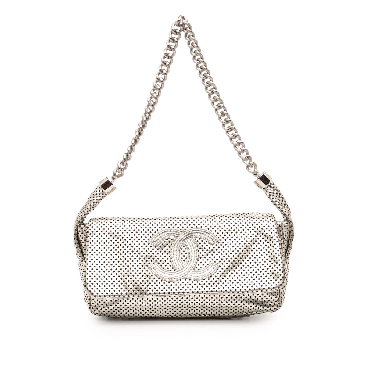 Metallic Glazed Calfskin Perforated Rodeo Drive Flap