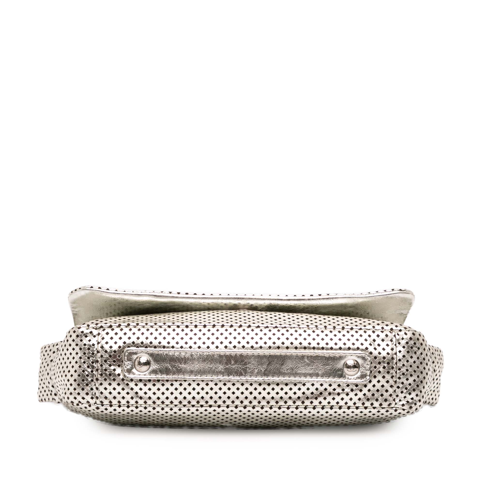 Metallic Glazed Calfskin Perforated Rodeo Drive Flap