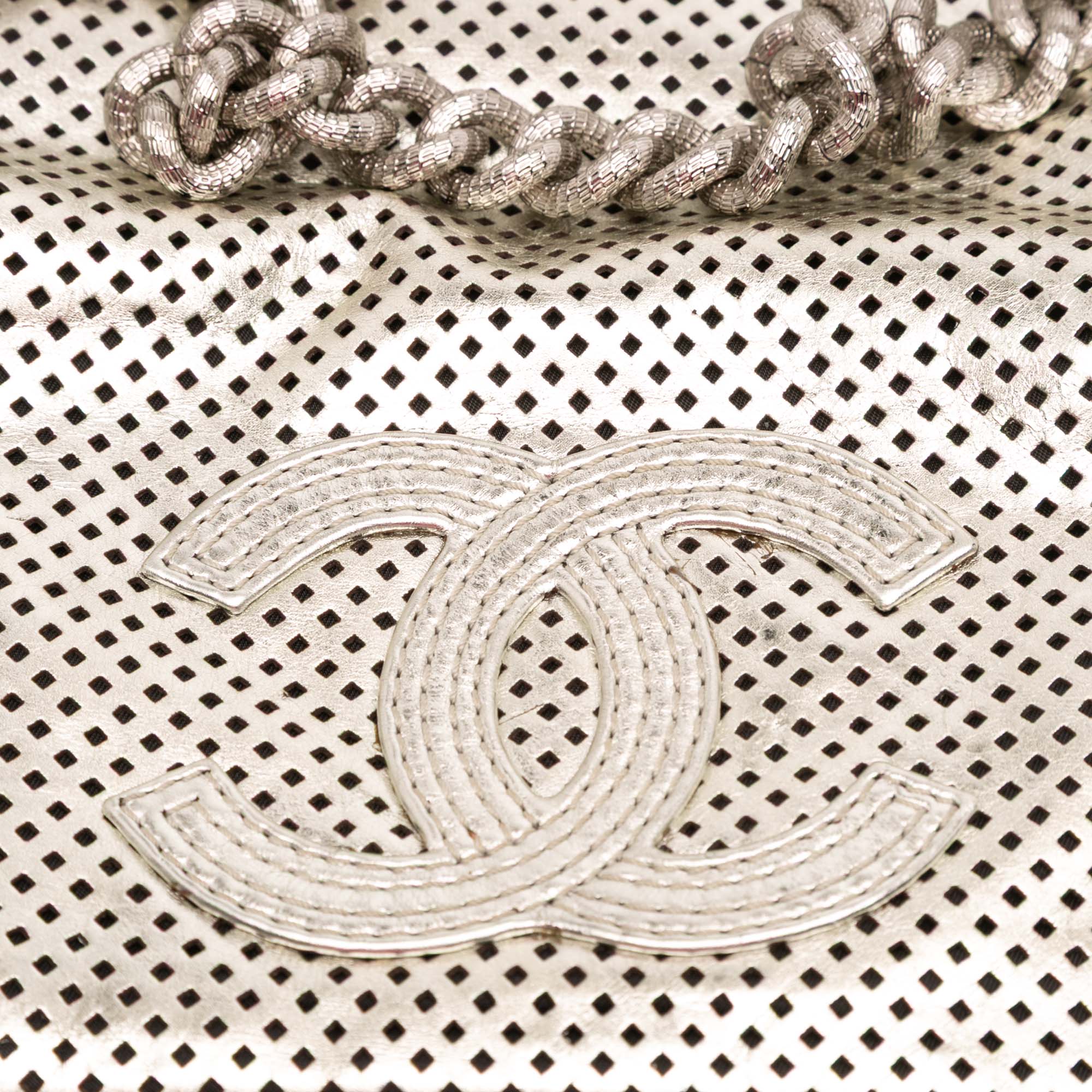 Metallic Glazed Calfskin Perforated Rodeo Drive Flap