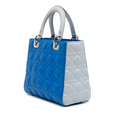 Medium Bicolor Lambskin Cannage Lady Dior