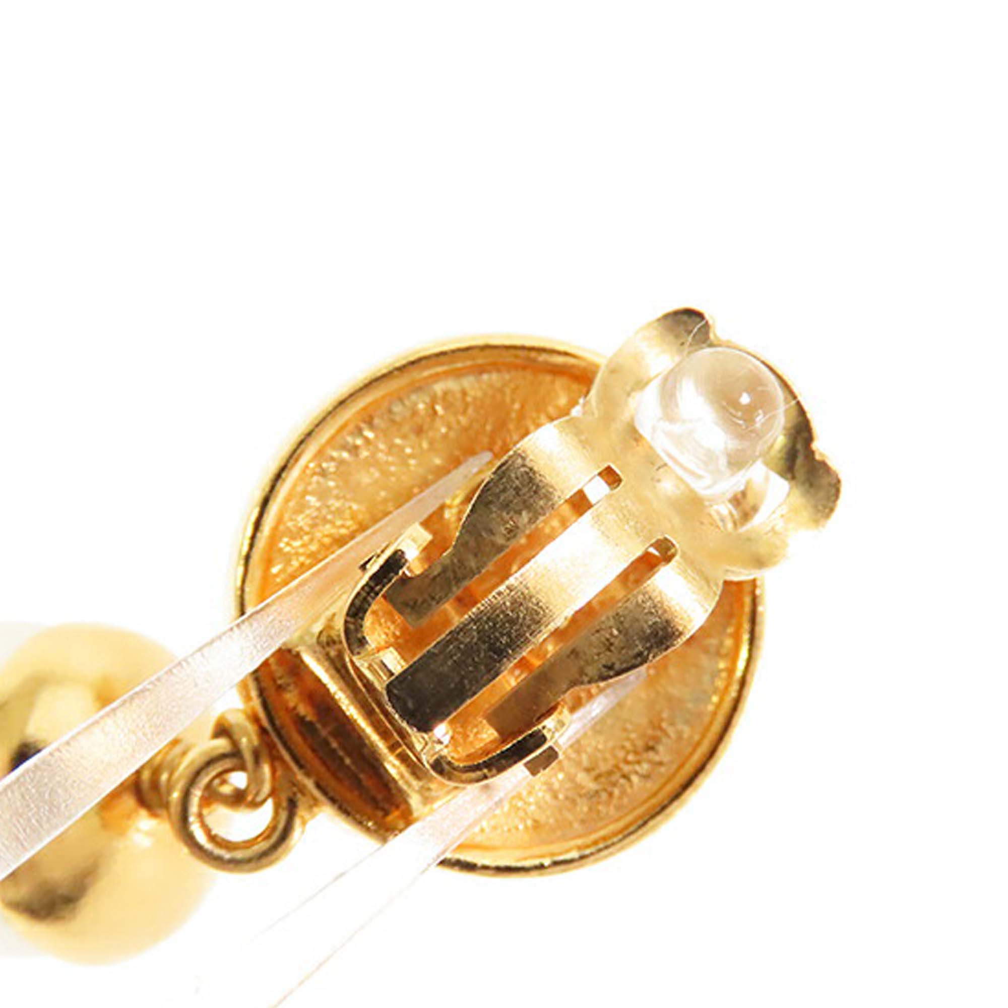 CC Gold Plated Faux Pearl Drop Clip On Earrings